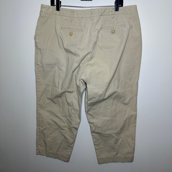 Talbots Women's 14W Beige Flat Front Cropped Casual Straight Leg Pants - Picture 4 of 6